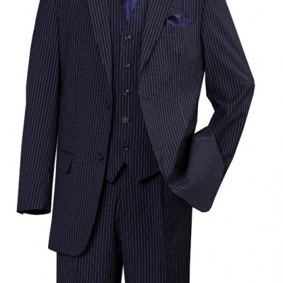 Men's Three Piece Navy Blue pinstripe Suit Regular Fit Fortini 5702V8 Profile Picture