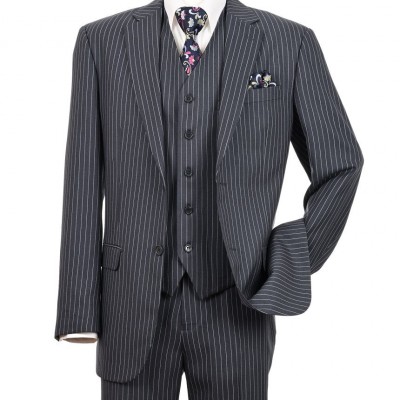 Men's Three Piece Gray Pinstripe Suit Regular Fit Fortini 5702V10 Profile Picture